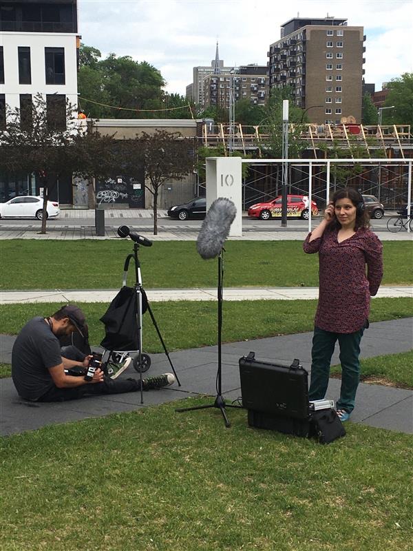 Recording the sounds of an empty Quartier des Spectacles