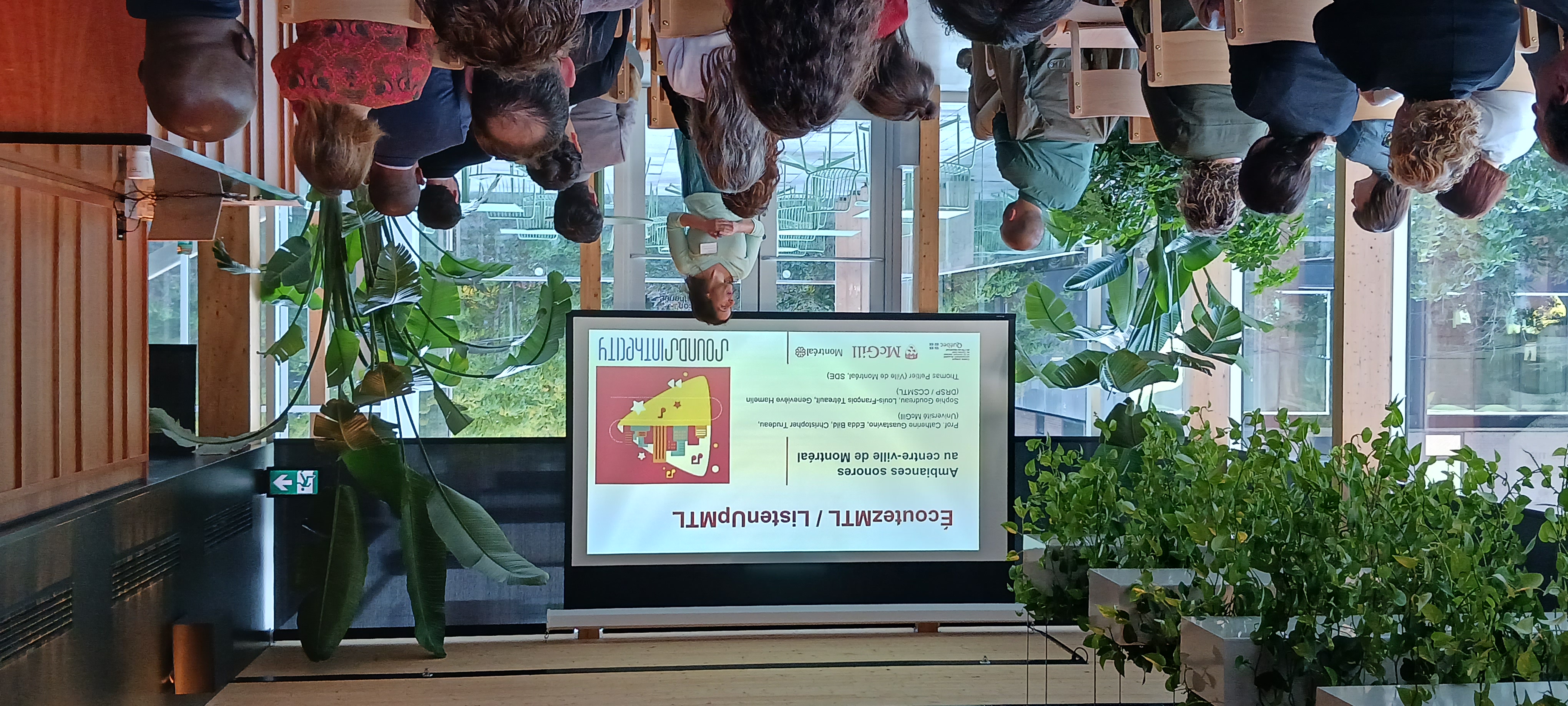 Catherine Guastavino presenting the ListenUpMTL project at the Oct 6th 2022 ('Le bruit environnemental dans nos actions de planification') workshop